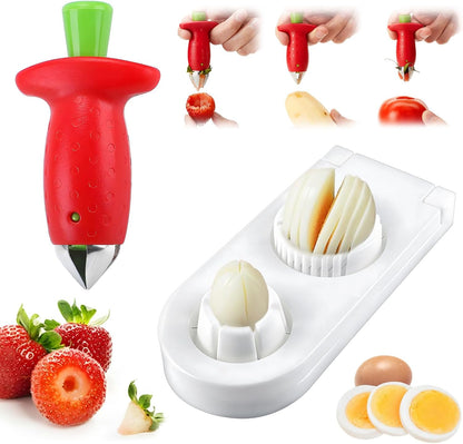 Strawberry Slicer/Cutter/Corer, Strawberry Huller Fruit Leaf Stem Remover Tools,Fruit Cutter, Egg Slicer Kitchen Gadgets, Veggie Strawberry Slicer Tool for Dessert and Cake Decorations (c)