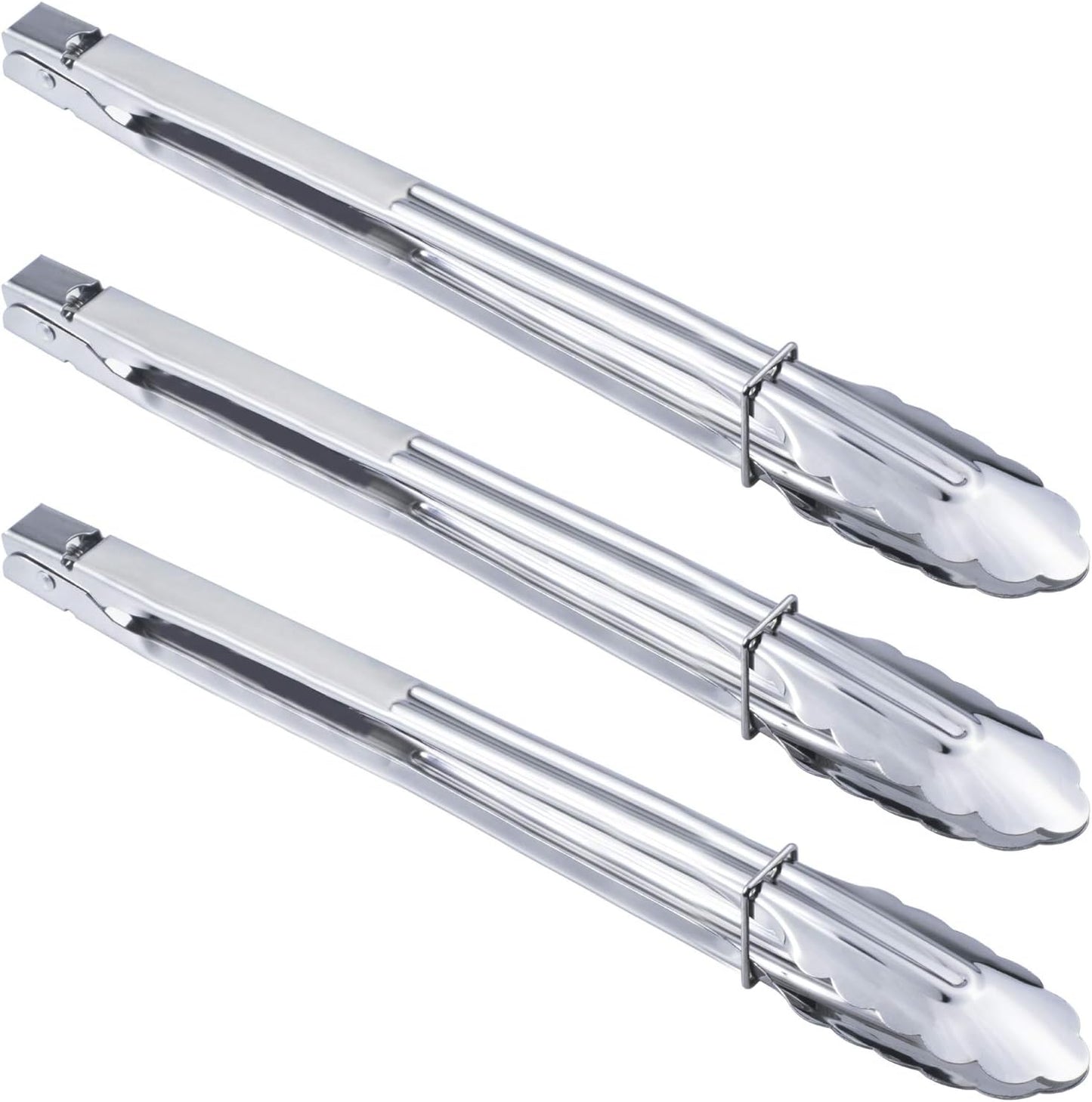HINMAY Stainless Steel Kitchen Tongs Set Metal Cooking Tongs (7 9 12 Inch 3 Pieces)