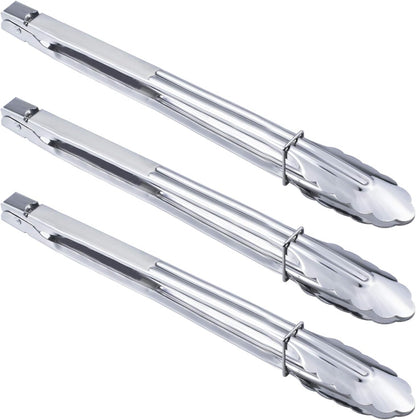 HINMAY Stainless Steel Kitchen Tongs Set Metal Cooking Tongs (7 9 12 Inch 3 Pieces)