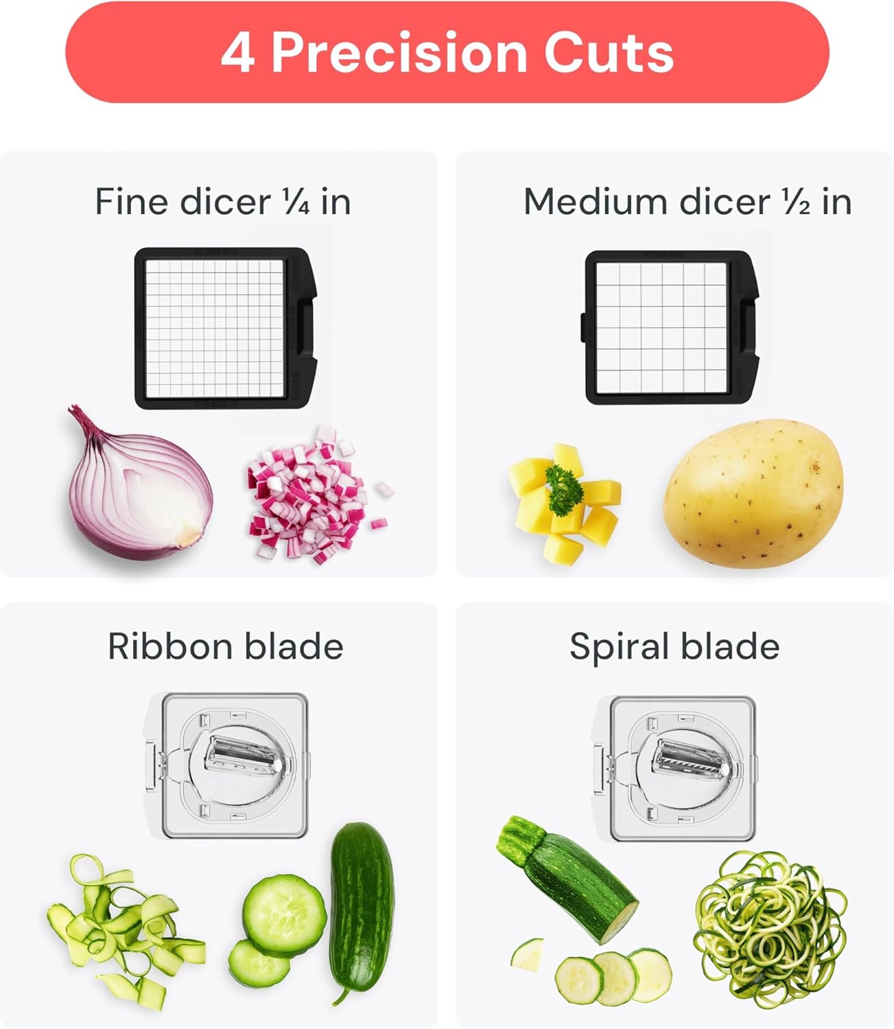 Fullstar The Original Pro Chopper - Vegetable Chopper and Spiralizer, Food Chopper with Container, Fruit Slicer, Kitchen Gadgets & Gifts, Home Essentials (4 in 1, Black)