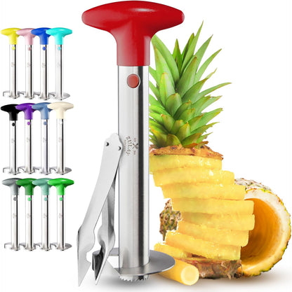 Zulay Kitchen Stainless Steel Pineapple Corer & Slicer – Heavy Duty Pineapple Cutter & Eye Removal Tool – Effortless Core Remover Tool with Sharp Reinforced Blade & Ergonomic Handle - Black