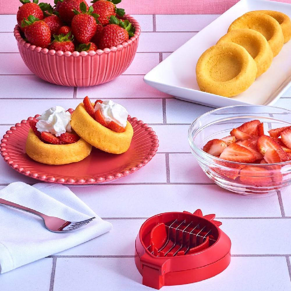 Talisman Designs Strawberry Slicer, 2-in-1 Kitchen Tool with Stainless Steel Blades, Dishwasher Safe