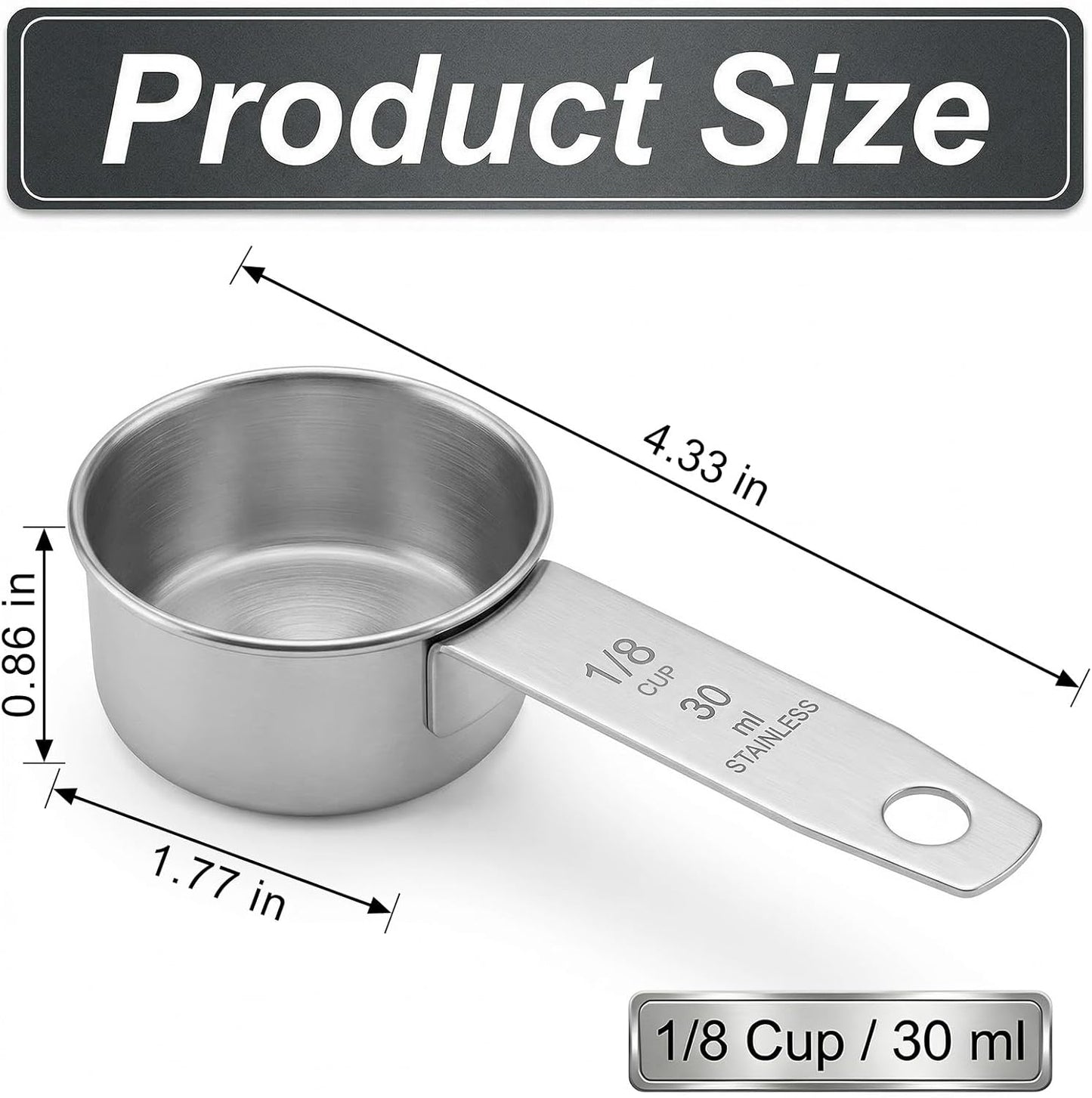 1 Cup Stainless Steel Measuring Cup, 250 ml Cooking Measure Scoop, 1 Cup Measure Cup Tablespoon with Handle for Dry and Wet Food, 250 ml Metal Coffee Scoop for Cooking Drinking Baking