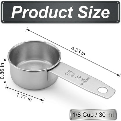1 Cup Stainless Steel Measuring Cup, 250 ml Cooking Measure Scoop, 1 Cup Measure Cup Tablespoon with Handle for Dry and Wet Food, 250 ml Metal Coffee Scoop for Cooking Drinking Baking