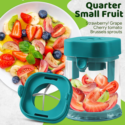 Small Fruit Cutter, Creative Strawberry & Grape Slicer, Quickly Making Fruit Vegetable Salad (Black)