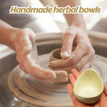 Earthenware Herb Stripping Bowl 2Pack, Pottery Herb Stripper Bowl Handmade, New Earthenware Kitchen Tools Supplies, Multiple Size Holes for Stripping Herbs, Rosemary, Thyme(3.94"x3.35"x2.28")