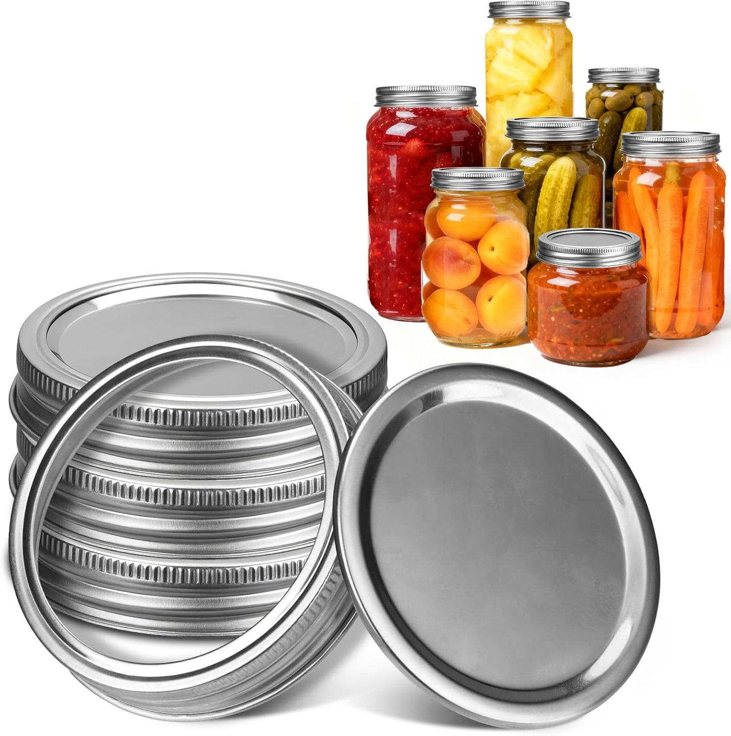 Mason Jar Pour Spout Lid Stainless Steel with Handle, Wide Mouth Pour Spout Flip Cap Lids for Mason Jars, Anticracking Leak Proof Seal Cover Airtight for Drinking Salad Dressing & Food Storing(2PCS)
