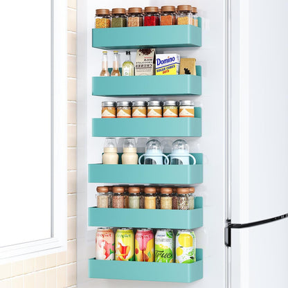 Mystozer Magnetic Spice Rack for Refrigerator, Kitchen Organizer and Storage Shelf, Black (4 Pack)…