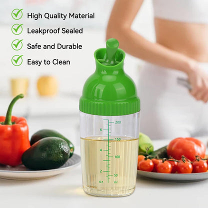 HERCHR Salad Dressing Shaker, Salad Dressing Shaker Container with Pour Spout for Making, Mixing, Sauces, Dripless Pour, Soft Grip 200ml(Black)
