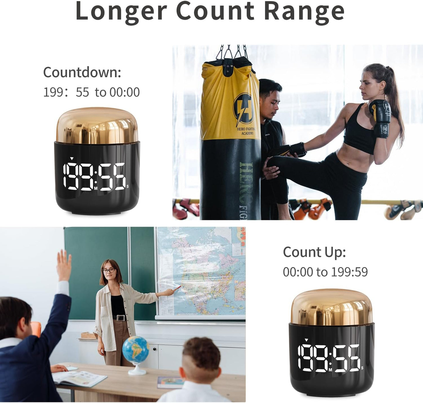 Digital Kitchen Timer,Countdown Countup Timer with Large LED Display Volume Adjustment,Timer for Cooking, Classroom Time for Kids and Teachers. (Silver)