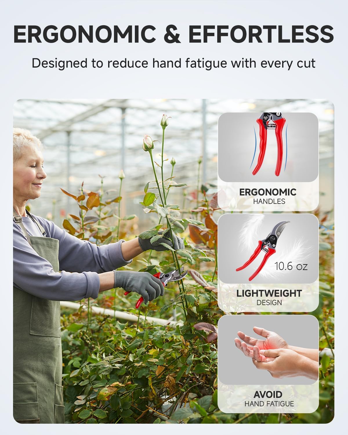 Fondwell 6.5" Pruning Shears Trimming Scissors: 2 Pack of Small Garden Snips with Micro Tip - Plant Clippers of High Cutting Efficiency