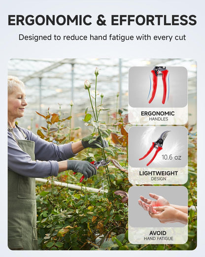 Fondwell 6.5" Pruning Shears Trimming Scissors: 2 Pack of Small Garden Snips with Micro Tip - Plant Clippers of High Cutting Efficiency