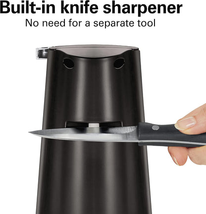 Hamilton Beach Extra-Tall Electric Automatic Can Opener with Easy-Clean Detachable Cutting Lever, Cord Storage, Knife Sharpener, Black (76702)