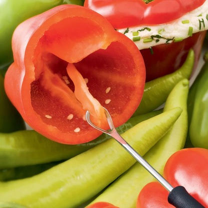 triangle Fruit and Vegetable Corer - Ultra-Sharp Stainless Steel with Two Cutting Widths - Removes Cores & Seeds - Dishwasher Safe