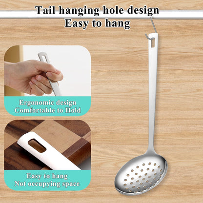 Berglander Kitchen Skimmer Slotted Spoon - Stainless Steel Spider Strainer for Straining Pasta/Cooking/Frying, Durable Rust-Resistant Kitchen Utensils Skimmer Ladle