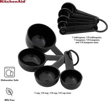 KitchenAid Universal Easy To Read Measuring Cup and Spoon Set with Soft Grip Handle for Maximum Control, Hang Hole and Nesting For Easy Storage, Dishwasher Safe, 9 Piece, Pistachio