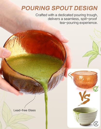 Matcha Whisk Set, 7 Pcs, Matcha Kit Includes Matcha Bowl, Matcha Whisk and Holder, Bamboo Scoop, Spoon, Sifter and Tea Towel, Matcha Set, Gift for Matcha Lovers & Beginners (Pink)