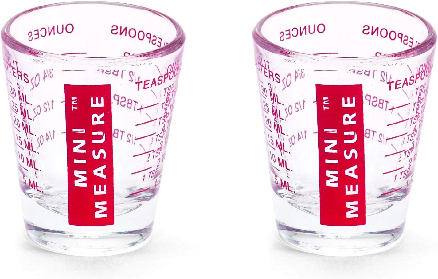Kolder Mini Measure Heavy Glass, 20-Incremental Measurements Multi-Purpose Liquid and Dry Measuring Shot Glass, White