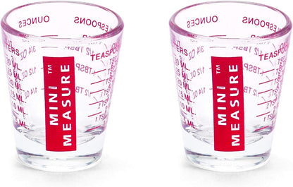 Kolder Mini Measure Heavy Glass, 20-Incremental Measurements Multi-Purpose Liquid and Dry Measuring Shot Glass, White