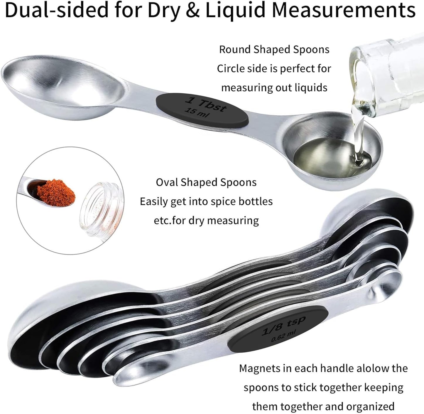 TILUCK Measuring Cups and Spoons Set, Stainless Steel, Kitchen Utensils for Cooking and Baking (10)