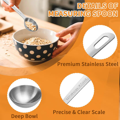 3 Pcs Stainless Steel Measuring Spoons – 5ml/1 Tsp Short Handle Scoops for Baking, Liquid Ingredients & Tea, Soup & Kitchen Cooking