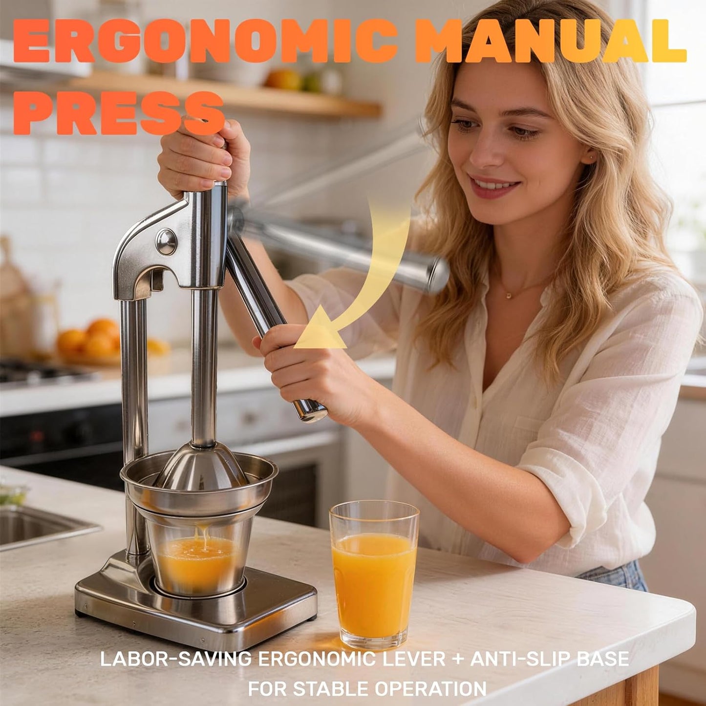 Cast Iron Juicer,Manual Juicer Hand Press,Orange Lemon Squeezer,Heavy Duty Manual Juicer,Professional Citrus Juicer Fruit Juice -Stainless Steel,Easy to Clean Black