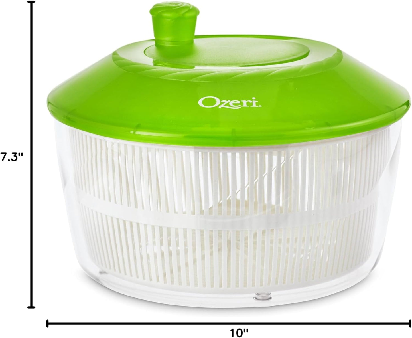 Ozeri Italian Made Fresca Salad Spinner and Serving Bowl, BPA-Free, Green, 4.4 qt