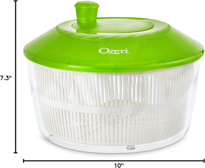 Ozeri Italian Made Fresca Salad Spinner and Serving Bowl, BPA-Free, Green, 4.4 qt