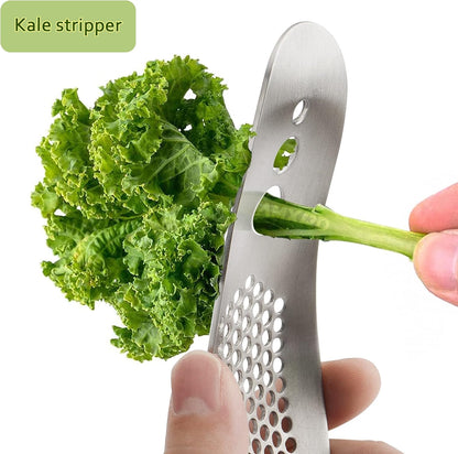 Garlic Press Rocker & Silicone Peeler, Stainless Steel Garlic Mincer Crusher Squeezer Kitchen Tool
