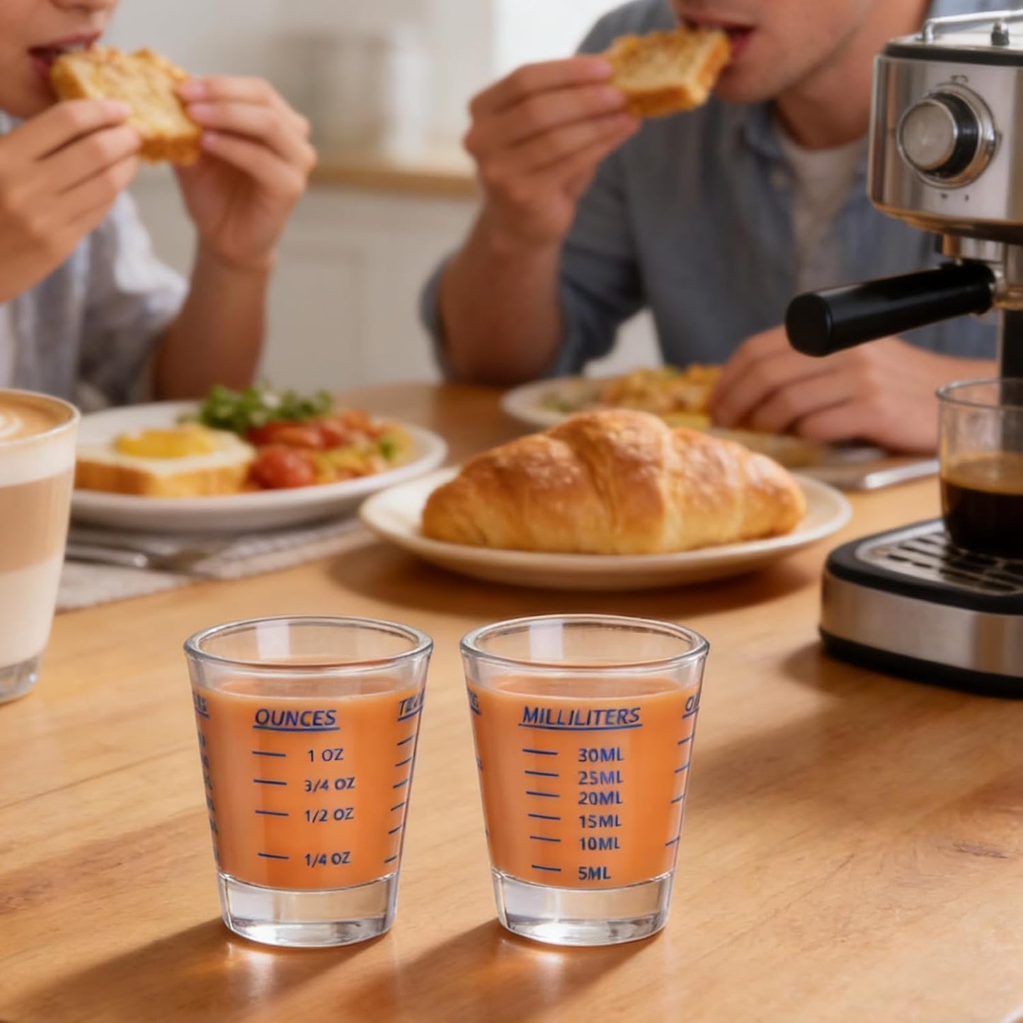 Shot Glass Measuring Cup，Espresso Shot Glass 26-Incremental Measurement 1oz, 6 Tsp, 2 Tbs, 30ml，Kitchen Tools，Bar Bartender Accessories, Jigger for Bartending (2 Pack-Blue)
