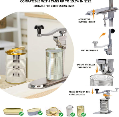 Commercial Can Opener Heavy Duty,27.5” Manual Can Opener for Large Cans Up to 17.9”, Tabletop Industrial Can Opener with Replaceable Blade for Restaurants, Bars, Canteens (27.5”)