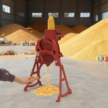 Corn Sheller Hand Crank, Cast Iron Corn Cob Thresher with Stand, Manual Quick Corn Cob Stripper Tool for Home Use, Heavy Duty Corn Cob Stripper for Small Farm and Household Usage