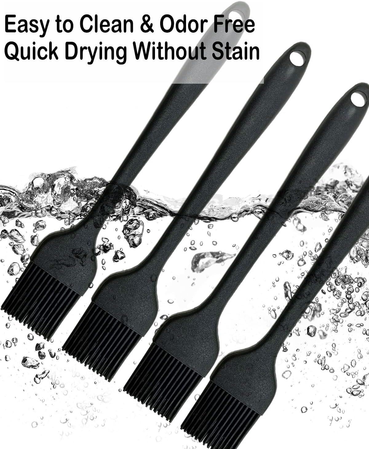 Pastry Brush-Silicone Basting Brush for Cooking,Heat Resistant Food Brush for BBQ,Food Grade Silicone Brush for Grill Baking/Spreading Marinade/Sauce/Oil/Egg/Kitchen Brushes for Cooking(4 Pc,Black)