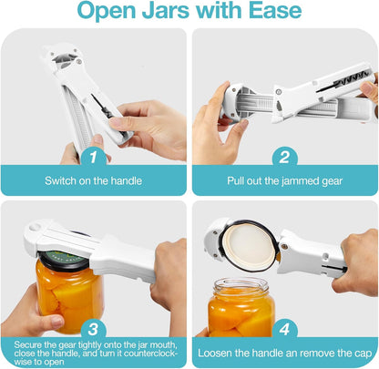 7 in 1 Jar Opener Bottle Opener and Wine Opener for Seniors with Arthritis, Weak Hands, Multi Retractable Magnetic Can Opener, Original Kitchen Lid Opener Tool (Black)