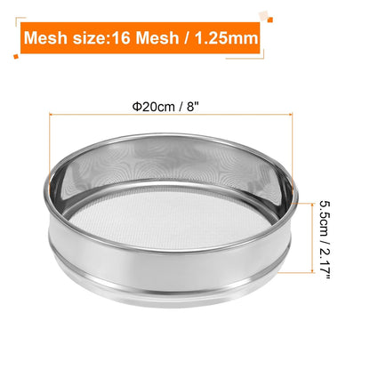 PATIKIL 10 Mesh Lab Sieve, 8" Diameter Test Sieve 304 Stainless Steel Wire Cloth (2mm) for Industrial Laboratory
