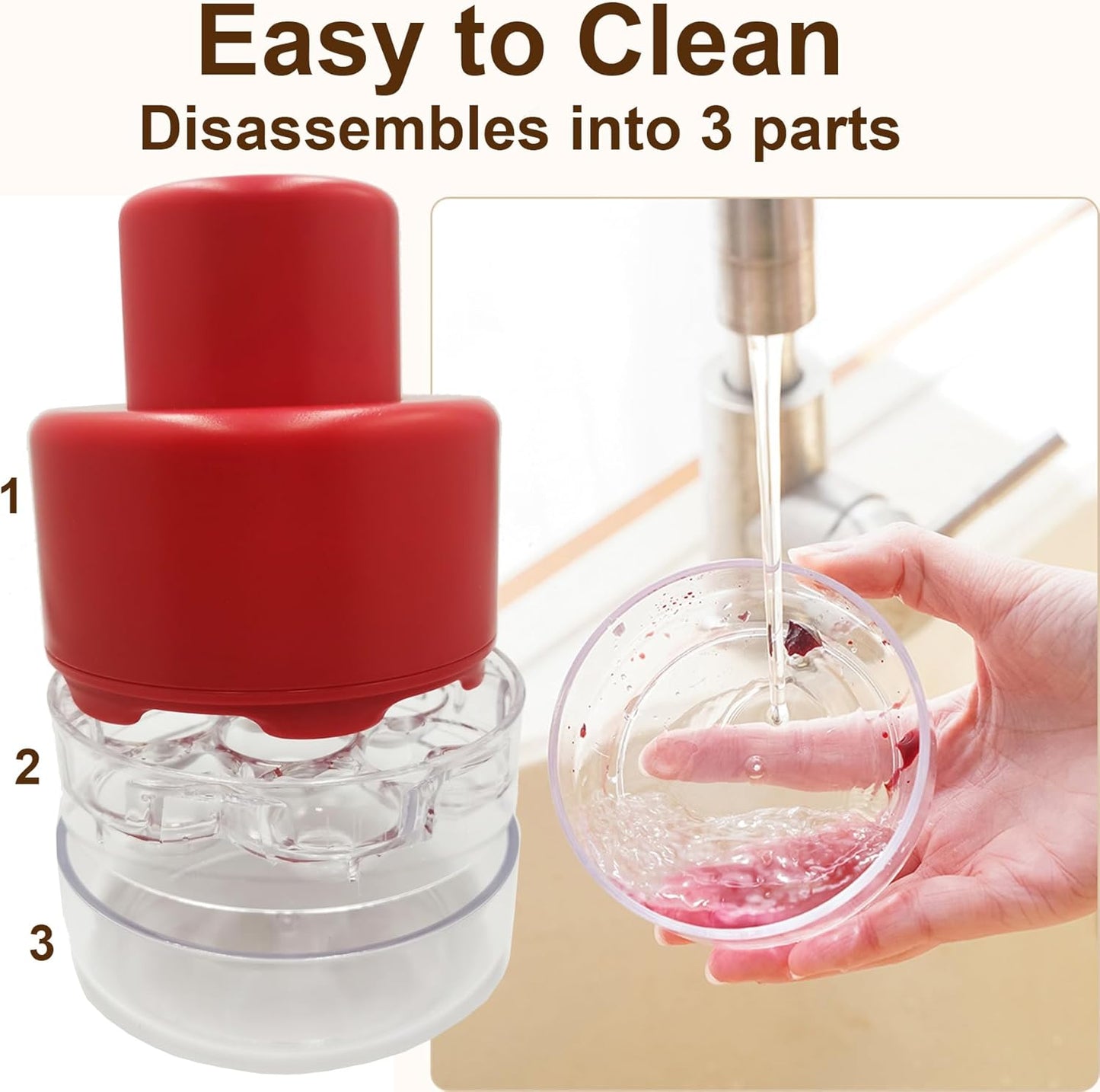 Multi Cherry Pitter Tool, Cherry Stone Remover for Multiple Cherries, Remove 7 Stones One Time, Fruit Pit Stoner for Kitchen Cherry Jam, Quick-Release Multi-Cherry & Olive Pitter (Red)
