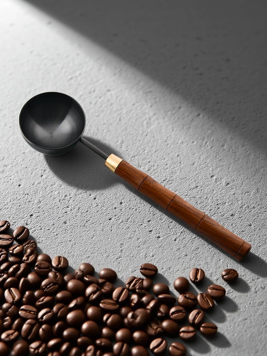 Rosewood Handle Coffee Scoops – Exquisite and Portable Stainless Steel Spoon with Long-Handled for Coffee (Silver, 5g Capacity)