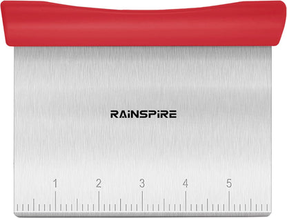 Upgraded 304 Stainless Steel Multi-Purpose Bench Scraper with Measurement Marks, Dishwasher Safe, Dough Cutter for Pizza, Bread and Cookie Dough Vegetable Chopper, Baking Supplies, Mint Green