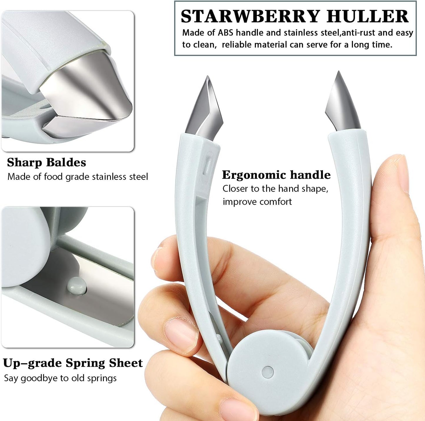 4-Piece Strawberry Huller & Tomato Corer Set - Stem Remover Tool for Strawberry, Potato, Pineapple