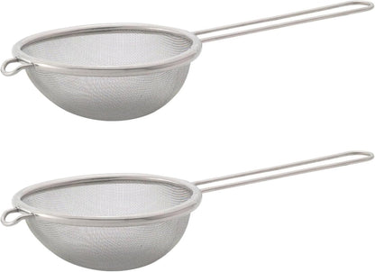 HIC Kitchen Fine Mesh Strainer With Helper Handle, 18/8 Stainless Steel, 6-Inch, For Sifting, Draining, And Straining Pasta, Vegetables, Stocks, And Sauces