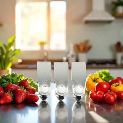 3Pcs Silver Stainless Steel Strawberry Huller Fruit Stem Remover Home Kitchen Tools for Cherry Tomato, Fruit and Vegetable Corers