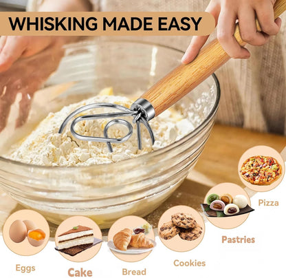 TEEVEA Danish Dough Whisk Stainless Steel for Sourdough Pizza and Bread Baking