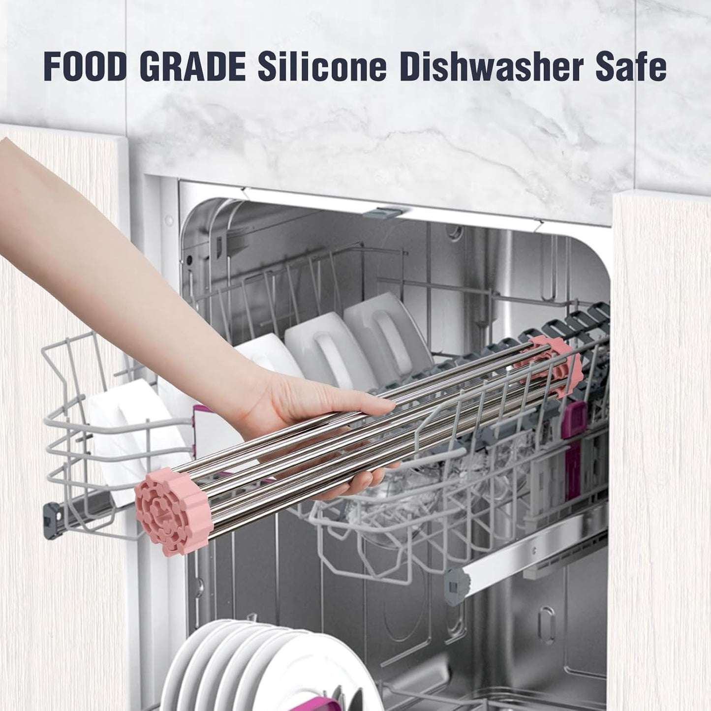 Tomorotec 17.7" x 15.5" Roll Up Dish Drying Rack Over Sink Drying Rack Sink Cover Kitchen Sink Accessories Gadget Multipurpose Organizer Foldable Stainless Steel Drainer