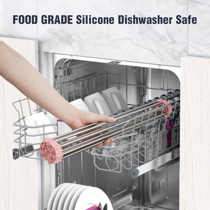 Tomorotec 17.7" x 15.5" Roll Up Dish Drying Rack Over Sink Drying Rack Sink Cover Kitchen Sink Accessories Gadget Multipurpose Organizer Foldable Stainless Steel Drainer
