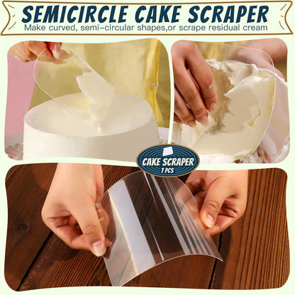 Teenitor Cake Scraper Cake Smoother, 7 Pcs Dough Scraper Bowl Scraper Cake Cutter Cake Spatula Bench Scraper Kitchen Plastic Scraper Tool Cake Decorating Kit