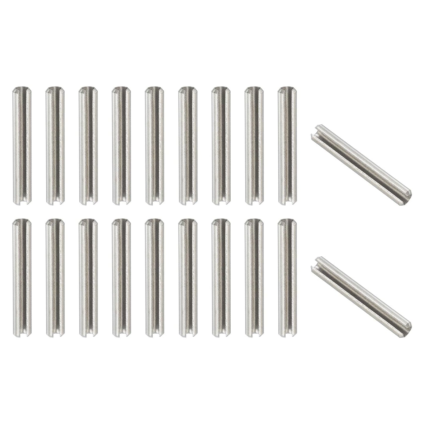 PATIKIL Slotted Spring Pin, 50 Pcs 1/8" x 3/4" (3.2mm x 20mm) 304 Stainless Steel Split Roll Pins Spring Dowel for Home Improvement Automotive Machine Repair, Silver - Colors B