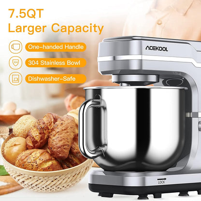 Stand Mixer, 7.5QT 660W Electric Dough Mixer, Kitchen 10-Speed Tilt-Head Food Mixer for Baking&Cake, with Stainless Steel Bowl, Whisk, Dough Hook, Beater, Splash Guard(RED) MC1