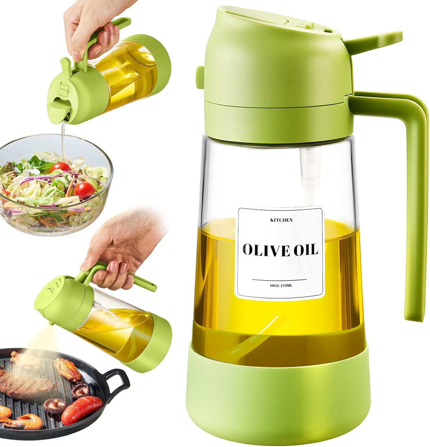 PARACITY 2 in 1 Oil Dipenser Bottle with Silicone Bottom (Black-2PCS)