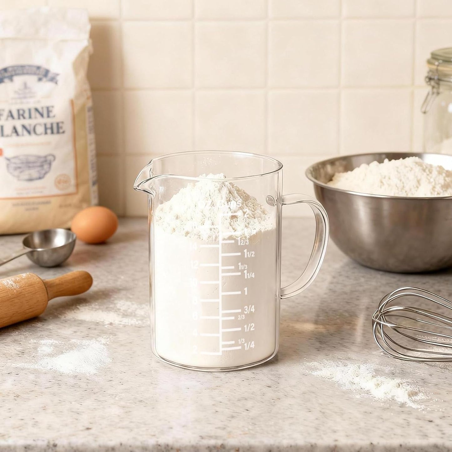 500ml/2 Cup Glass Measuring Cup,Borosilicate Glass Measuring Pitcher for Baking,Cooking,Restaurant