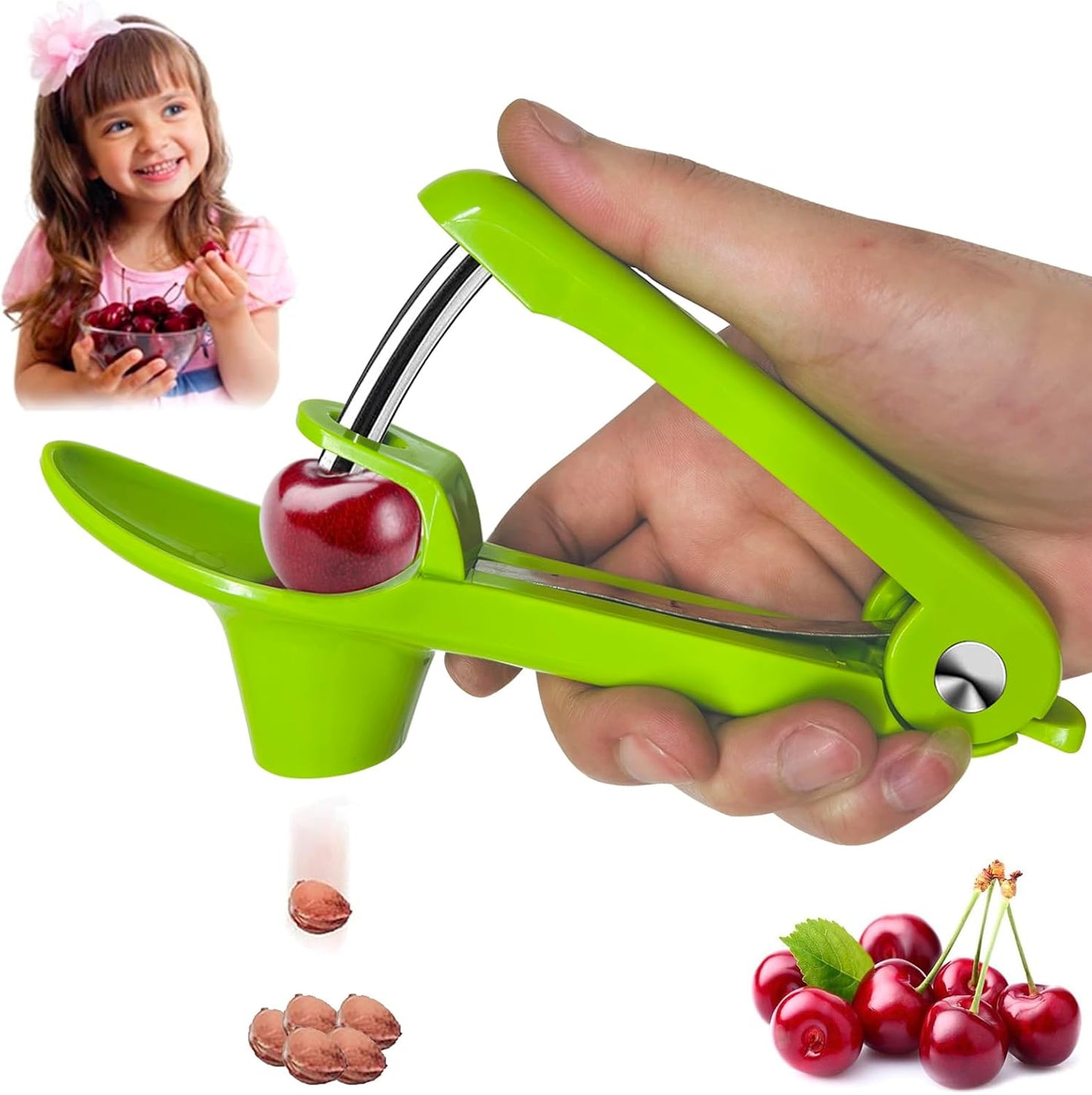 Cherry Pitter - Olive And Other Fruit Tools, Cherry Pitter With a Space-Saving Lock(BLACK)